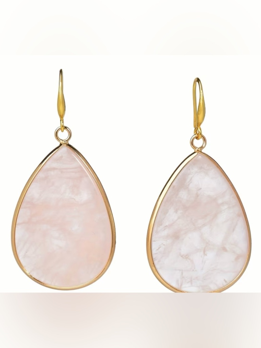 Gold-Trim Pink Teardrop Earrings - Women's Jewelry